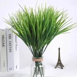 Decorative Flowers 12 Outdoor Artificial Plants UV Resistant Fake Grass Plastic Wheat Green Plant Shrubs