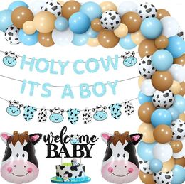 Party Decoration Sursurprise-Cow Theme Baby Shower Holy Cow It's A Boy Banner Print Balloon Garland Welcome Cake Topper