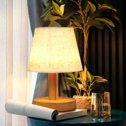 Lamps Shades Table Lamp Modern Home Bedroom Bedside Night Lights Solid Wood Decorative Lamps Cloth Lampshade Y240520BQMU