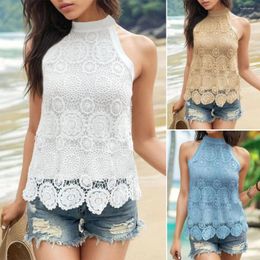 Women's Blouses Bohemia Style Top Halter Neck Lace-up With Embroidery Flower Pattern Vest For Summer