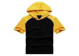 Summer Men Tshirt Casual Solid Loose Hooded Tops Tees Shirts Male New Sportswear Hoodie Short Sleeve Mens T Shirt Clothing Size S5355276