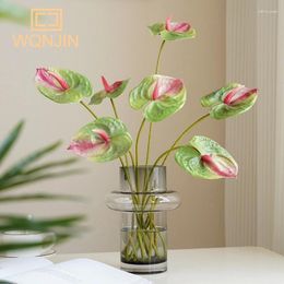 Decorative Flowers 1pc Real Touch Anthurium PVC Artificial Flower Christmas Home Wedding Decoration Accessories Simulation Single Stem Fake