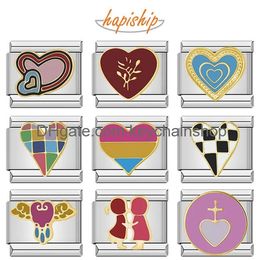 Charms Hapiship 2024 Fashion Glaze Romantic Heart Love Charm Italian Links Fit 9Mm Bracelet Making Women Diy Jewelry Dj1105-B Drop Del Ot2Nz