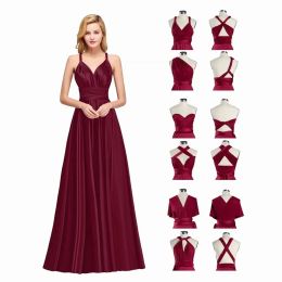 New Bridesmaid Dresses Variable Wearing Ways Top Quality A-line Sleeveless Wine Red Dusty Blue Navy Maid of Honor Gowns wedding Guest wears cps2000 5