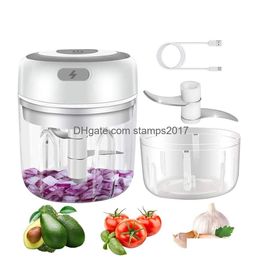 Herb Spice Tools Electric Mini Garlic Chopper Food Crusher Usb Portable Vegetable Meat Grinder For Kitchen Gadgets Drop Delivery H Dhtj1