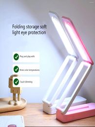 Table Lamps LED Folding Desk Lamp USB Charging Touch Dimming Student Reading Study Eye Protection Bedroom Bedside Light
