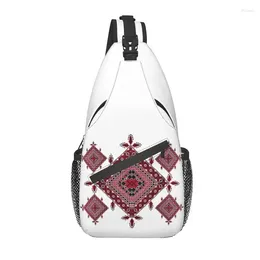 Backpack Arabic Palestinian Tatreez Cross Embroidery Sling Chest Bag Palestine Art Shoulder Crossbody For Men Travelling Daypack