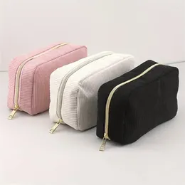 Cosmetic Bags Corduroy Travel Bag Portable Makeup Storage Purses Women Zipper Make Up Organiser And