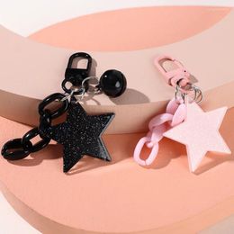 Keychains Fashion Glitter Star Keychain Acrylic Bell Pendant Keyring Couple Car Backpack Headphone Case Accessories