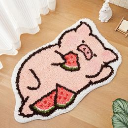 Carpets Tufting Piggy Bathroom Mat Soft Plushy Rug Kids Bedroom Carpet Doormat Floor Anti Slip Pad Aesthetic Home Room Winter Warm Decor