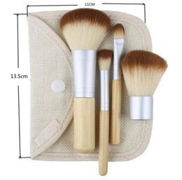 1set4Pcs Professional Foundation Make up Bamboo Brushes Kabuki Makeup Brush Cosmetic Set Kit Tools Eye Shadow Blush Brush qp1009181