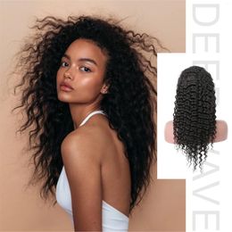 13x4 HD Lace Frontal Human Hair Wigs Deep Wave Wig 180% Curly Pre-Plucked Natural Colour For Women