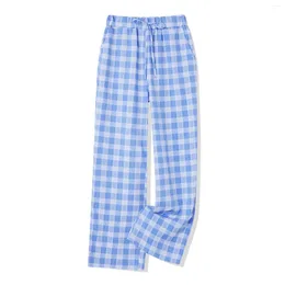 Women's Sleepwear Combhasaki Pajama Pants Sleep Bottoms Drawstring Elastic Waist Stripes Plaid Print Loose Lounge Long Trousers