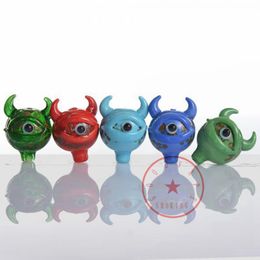 New Style Colorful EYE Art Smoking Pyrex Thick Glass Waterpipe Carb Cap Hat Nails Dry Herb Tobacco Oil Rigs Filter Quartz Bowl Bubbler Bongs Tips Dabber Holder