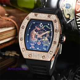 Rm Watch Luxury Watch s Bucket Shaped Diamond Inlaid Dial Dragon Tiger Quest Men's Exclusive Quartz Point Watch with High End and Elephant Craftsmanship 2aqw