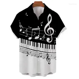 Men's Casual Shirts Summer Refreshing Fashionable Loose 3D Printing Music Guitar Shirt Short Sleeved 003