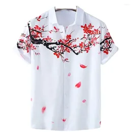 Men's Casual Shirts 2024 Summer Floral Chinese Style Shirt Short Sleeve Hawaiian For Men Plus Size Quick Dry Tops Tee Man Camisa