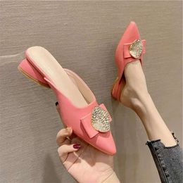 Sandals Half Heel Thick Pointed Baotou Slipper Female 2024 Spring and Summer Net Red Fairy Lazy Muller Shoes Cool Slipper 8ae