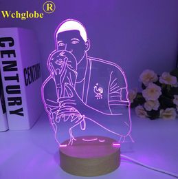 Lamps Shades Soccer Football Star Kylian Mbappes Wooden 3D Lamp 7 Colours Bedside Bedroom LED USB Night Light Home Decoracao Kis Wood Gift Toy Y2405202ATU