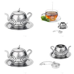 Coffee & Tea Tools Ups Stainless Steel Infuser Teapot Tray Spice Strainer Herbal Filter Teaware Accessories Kitchen Drop Delivery Home Dhrf6