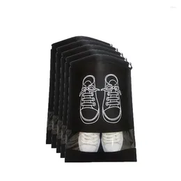 Storage Bags Wardrobe Drawstring Shoes Clothing Classification Bag Non-woven Waterproof Pocket Portable Travel Shoe 5 PC