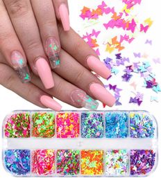 12 Grids 3D Nail Art Butterfly Flakes Holographics Nails Glitter Sequins Decoration DIY Charms Design Beauty Salon Supplies2375954