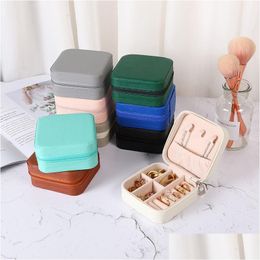 Storage Boxes & Bins Jewellery Display Case Earrings Ring Pu Leather Travel Organisers Necklace Holder Zipper Drop Delivery Home Garden Dhqxl