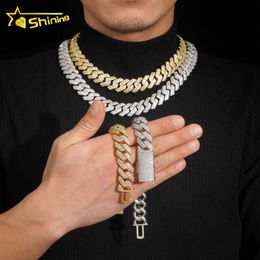 China Jewellery factory price fashion men necklace brass gold plated cz diamond 18mm hip hop iced out miami cuban chain