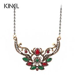 Bohemian Style Leaf Shaped Diamond Inlaid Womens Necklace Large Pendant