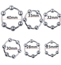 Device Stainless steel Head Glans Ring with 6 Pressure Balls penis Bondage cock ring male sex toy J14547302036