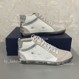 Goldenstar Gooses New Do-old Dirty Designer Shoe Italian Deluxe Brand Sneaker with Classic Leather Glitter Sparkle Man Women Mid Star High Top Style 660