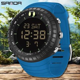 Wristwatches Fashion SANDA Top Brand Waterproof Men Watch Multifunctional Luminous Digital Wristwatch Outdoors Sports Student Watches 6184