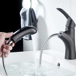 Bathroom Sink Faucets Single Hole Faucet Pull Out With 2 Modes Down Sprayer One Handle Modern Vanity B03E