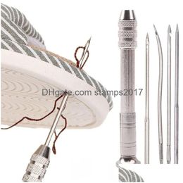 Craft Tools Leather Sewing Awl Set Shoes Repair Tool Kit Replaceable Mtifunctional Diy Ing Needles Drop Delivery Home Garden Arts Cra Dhdxv