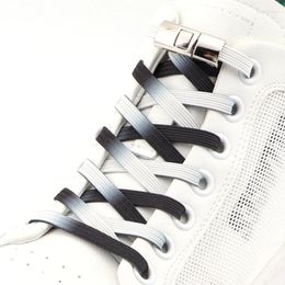 Shoe Parts 10 Colors Flat Shoelaces Metal Cross Buckle Elastic Laces Without Ties Young Men And Women Lazy Shoes Lace Accessories