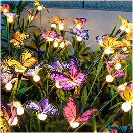 Garden Decorations Lights - Est Ying Butterfly Light In The Wind Solar Outdoor Drop Delivery Home Patio Lawn Dhdaj