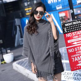 Women's Sweaters Girl Hollow Out Loose Cape Women Autumn Sweater With Hat Knitted Pullover Batwing Sleeves Outstreet Triangle Long Knitwear