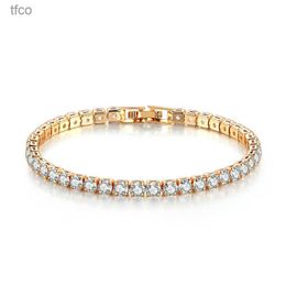 Women Bracelet Men Blue Emerald Pink Cubic Zirconia Hiphop Sier Gold Plated Jewelry Diamond One Row Hip Hop 4Mm Crystal