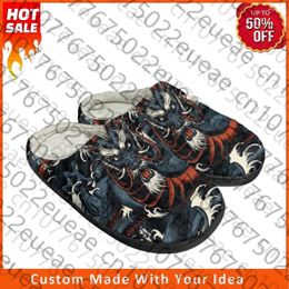 Slippers Japanese Tattoo Dragon Mens Womens Latest Sandals Bedroom Plush Indoor Keep Warm Shoes Thermal Flat Slipper