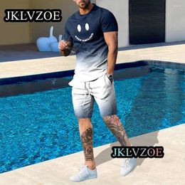 Men's Tracksuits Summer Men T Shirt Tracksuit 2 Piece Sets Sports Short Sleeve Round Neck Casual Style All-Match Clothing Suit