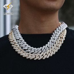 2022 Fashionable HIP HOP 20Mm S Sier Yellow Gold Plated Diamond Chain Men Cuban Link Moissanite Necklace