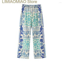 Women's Pants Casual Print Three Piece Set Women Elegant Long Sleeve Shirt Shorts Wide Leg Female Suit Summer Loose Lady Sets