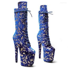 Dance Shoes Auman Ale 20CM/8inches PU Upper Sexy Exotic High Heel Platform Party Women Round Toe Ankle Boots Pole 652