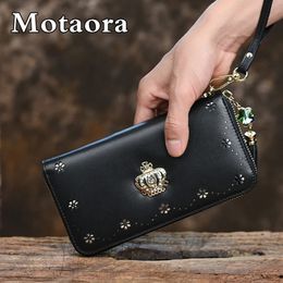MOTAORA Ladies Wallet Luxury Handmade Diamonds Black Wallets Designer Card Holder Bags Pretty Purses For Women 240520