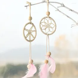 Decorative Figurines Garden Decor Tree Hanging Pink Mint Dream Web Feather Craft Gift Garden&Car Decoration Outdoors