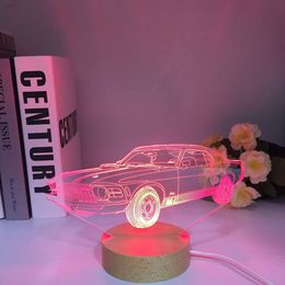 Lamps Shades Car Series 3D Lamp Wooden Acrylic Panel Visual Illusion 7 Colors Changes Valentines Day Birthday Gifts 3d Night Light Y240520Q0PK