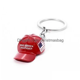 Other Festive & Party Supplies Trump Red Cap Keychain American Flag Car Accessories Metal Keychains Drop Delivery Home Garden Dh48Q