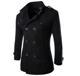 Whole 2017 Mens Wool Coat Casual Slim Fit Fashion Double Breasted Solid Men039s Winter Jacket M3XL Asian Size6745409