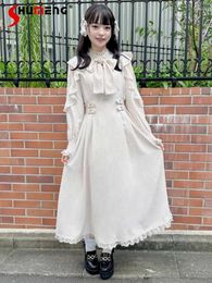 Casual Dresses Rojita Sweet Off-the-Shoulder Big Bow Dress For Women Japanese Style Girls Cute Slimming Long Ruffle Sleeve Large Swing