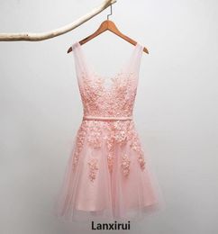 Casual Dresses Vintage Light Champagne Lace Dreses Girls Pearls Tulle Short Women Dress Formal Party5143802